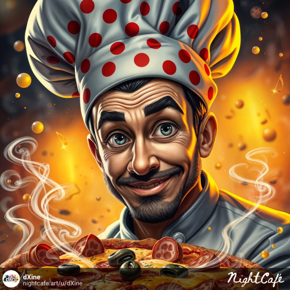 A cheerful animated chef proudly presents a steaming hot pizza, symbolizing the universal joy and delicious innovation discussed in the article.